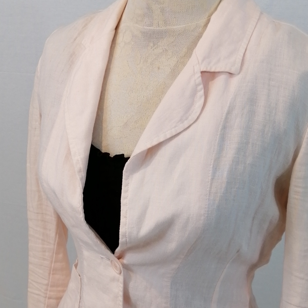 uicy Couture Pink 100% Linen Blazer Jacket Y2K Sz Medium